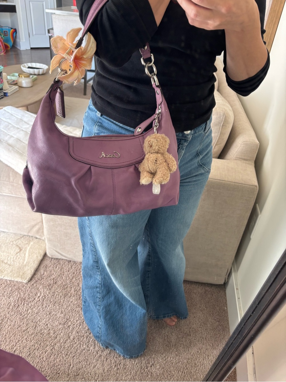 vintage Coach purple leather hobo shoulder bag - Picture 6 of 8